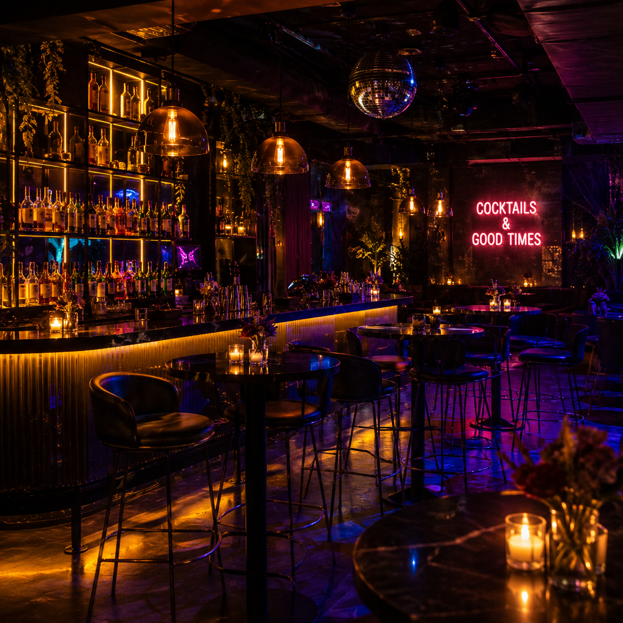 Glamorous wedding after-party lounge